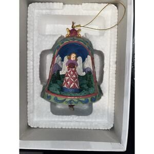 Jim Shore Christmas Tree Ornament 2015 Danbury Mint Holiday Angel Bell 3D
